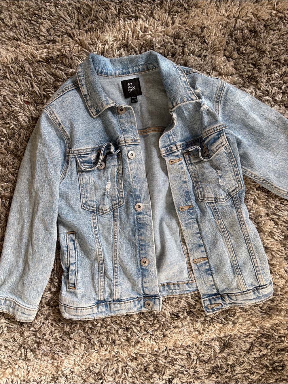 art class Light Blue Denim Jean Jacket for Kids